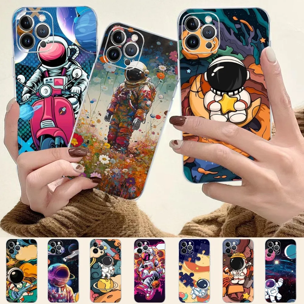 

Astronaut Phone Case For iPhone 14 11 12 13 Mini Pro XS Max Cover 6 7 8 Plus X XR SE 2020 Funda Shell