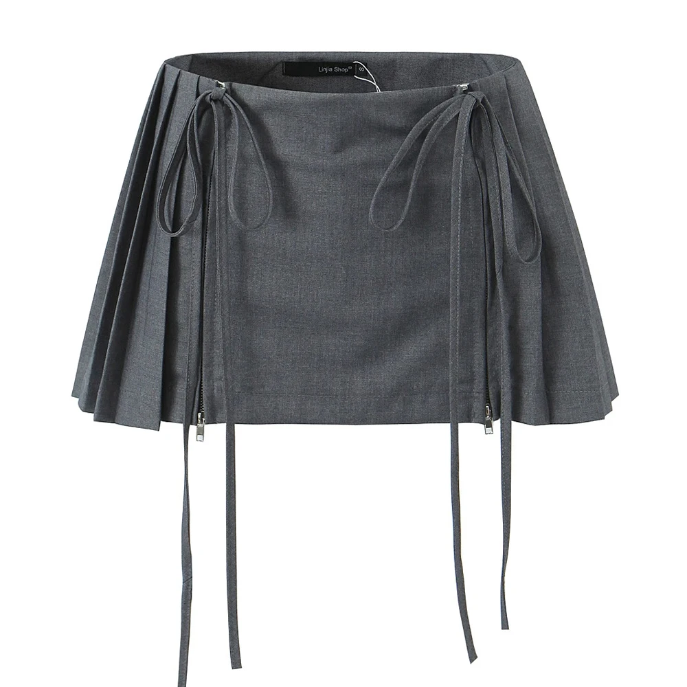 

Летние кавайные корейские юбки для женщин, черная мини-юбка, плиссированная юбка с высокой талией, белые мини-юбки на шнуровке, женская одежда y2k