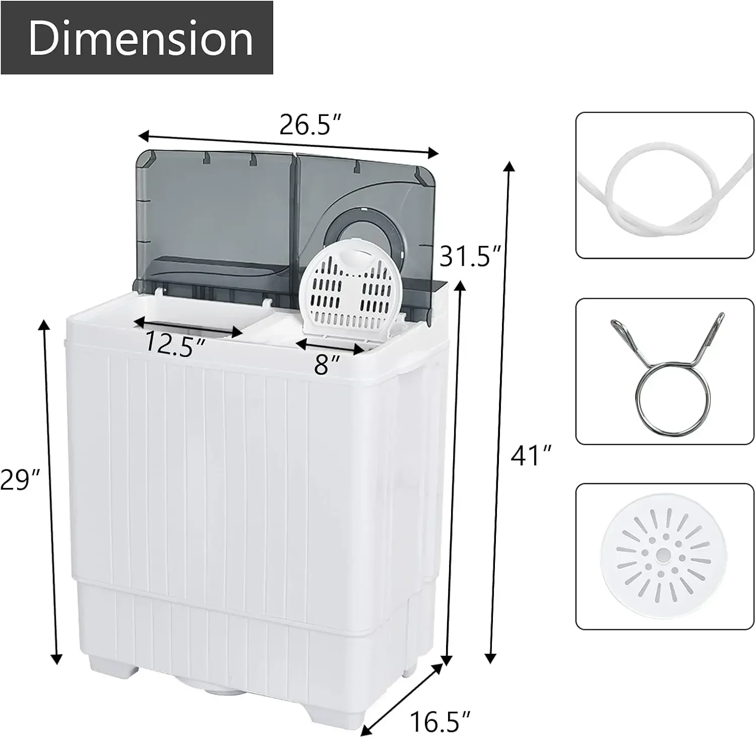 Портативная стиральная машина COSTWAY двойная ванна емкостью 26 фунтов 18 и спиннер 8