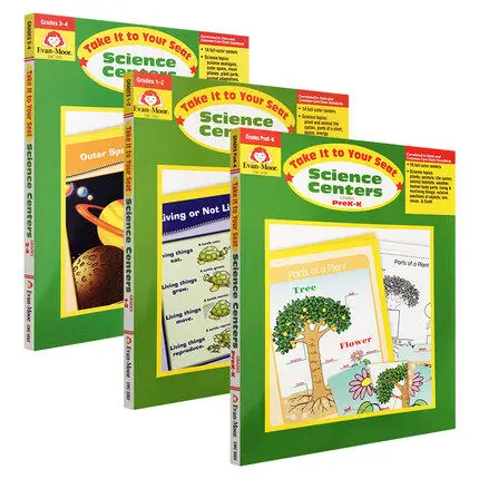 

3Pcs Evan-Moor Take It To Your Seat Science Centers Grade PreK-K Evanmoor Children's Original English Assessment Book