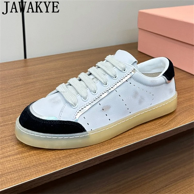 Разноцветные женские ботинки со шнуровкой на плоской подошве