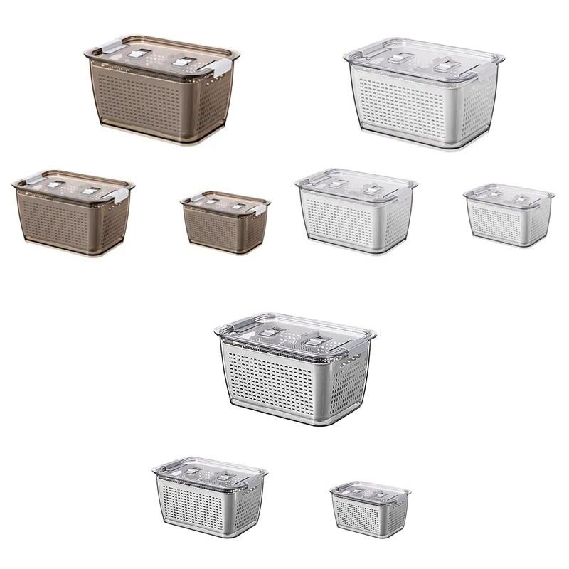 

3Pcs Fridge Storage Box Container Fruits Box Vegetable Food Partitioned Food Storage Container With Vents Stay Fresh