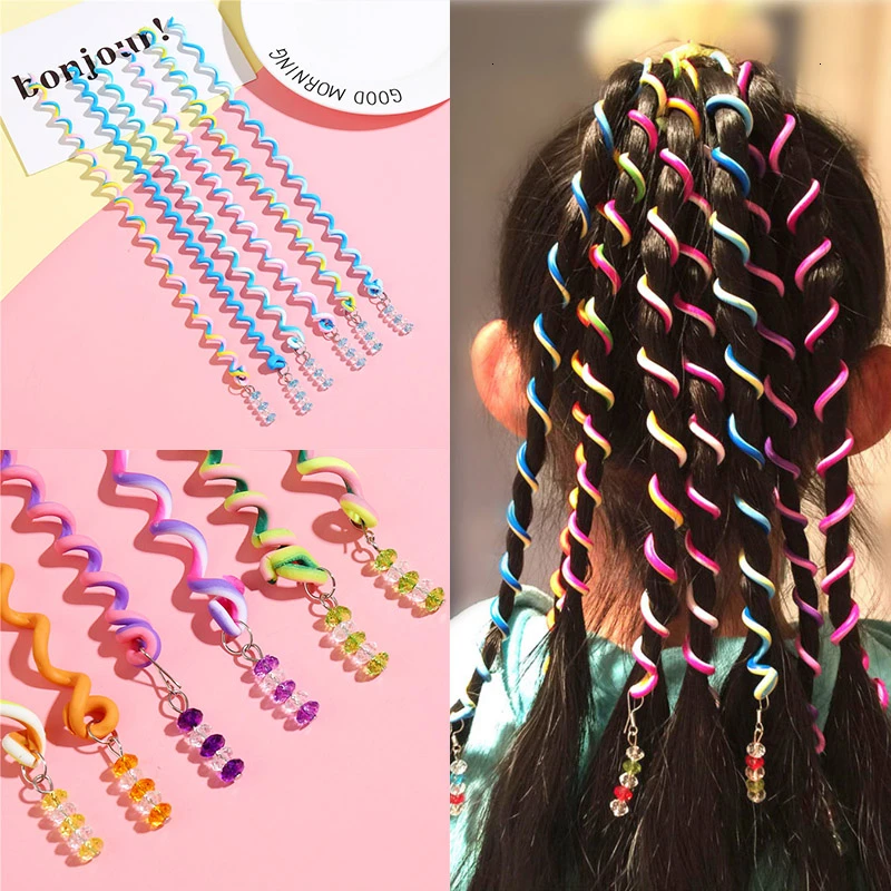 

Girl Styling Hair Tools Accessories Kids Trend Long Braided Rope Clip On Hair Headband Curling Wig Ties Ponytail Holder Hairband