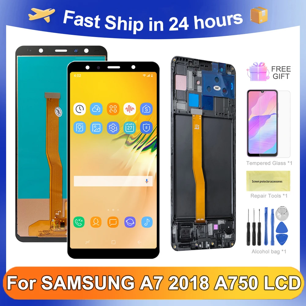 

100% Tested For Samsung Galaxy A7 2018 A750 LCD Display Touch Screen Digitizer Parts Assembly For Samsung A750 A750F LCD Display