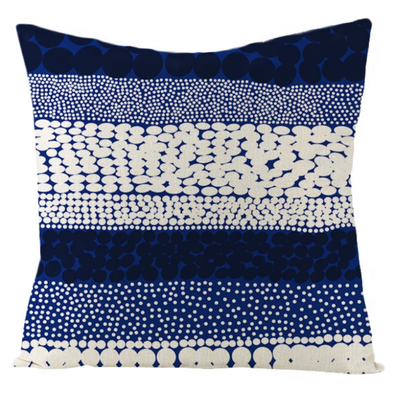 

Blue Monstera Geometric Pillow Case Velvet Abstract Line Leaf Cushion Cover 45X45 Linen Living Room Sofa Decoration Square J1798