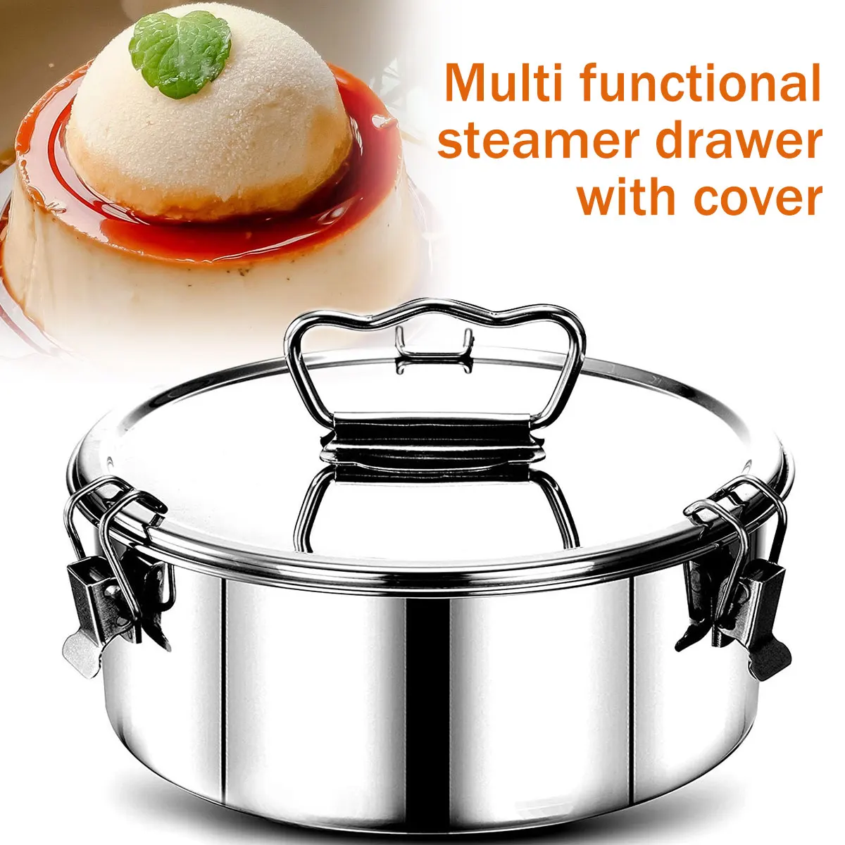 

Flan Mold 304 Stainless Steel Flan Pan Mold with Lid and Handle 1.5QT Capacity Flanera Flan Mould Portable Round Cake Baking