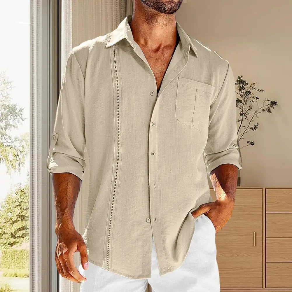 

Стильная мужская Однотонная рубашка с отложным воротником и кружевом, свободный крой, однобортный повседневный рабочий Топ, 3 года опыта продавца