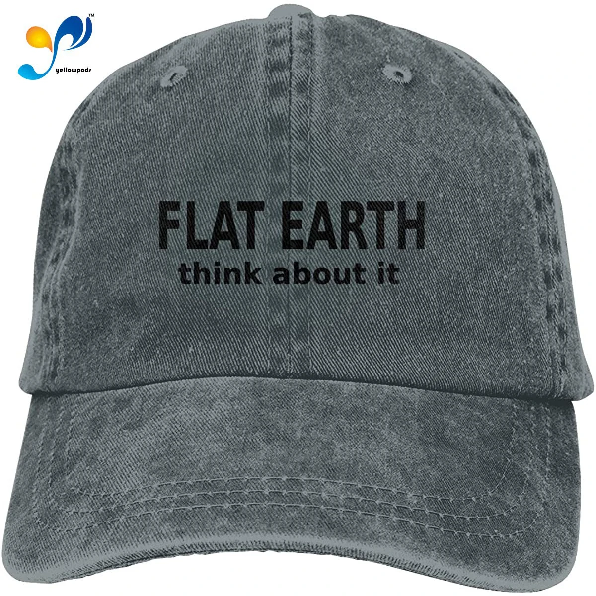 

Flat Earth Think About It Vintage Washed Twill Baseball Cap Adjustable Hat Funny Humor Irony Graphics Of Adult Gift Deep Heather