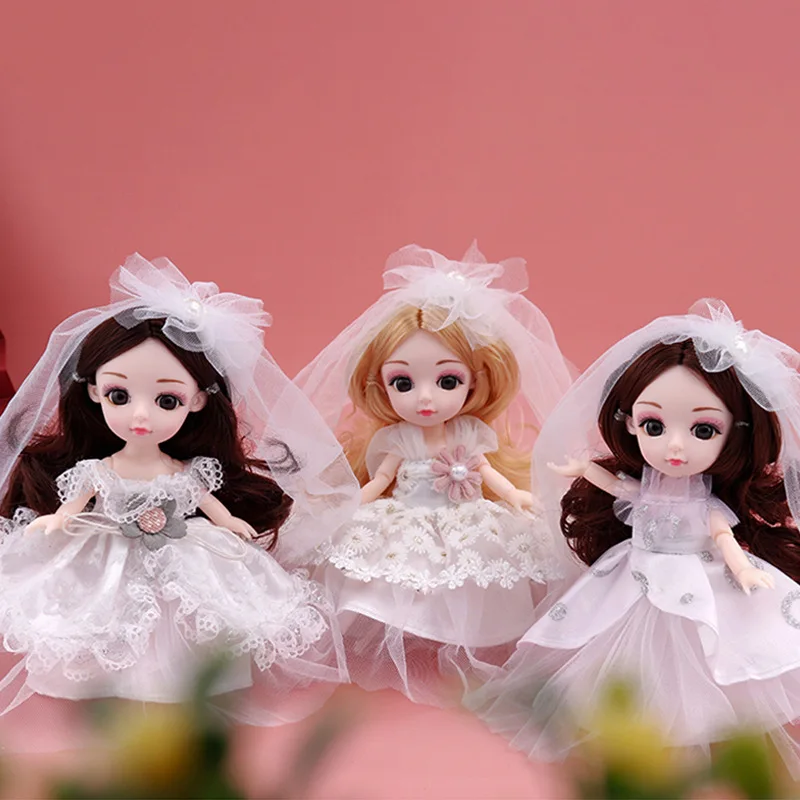 

BJD Doll 13 Movable Joints 6 Inch 16cm Cute Brown Eyeball 1/12 Makeup Dress Up Dolls with Fashion Dress for Girls Birthday Toy