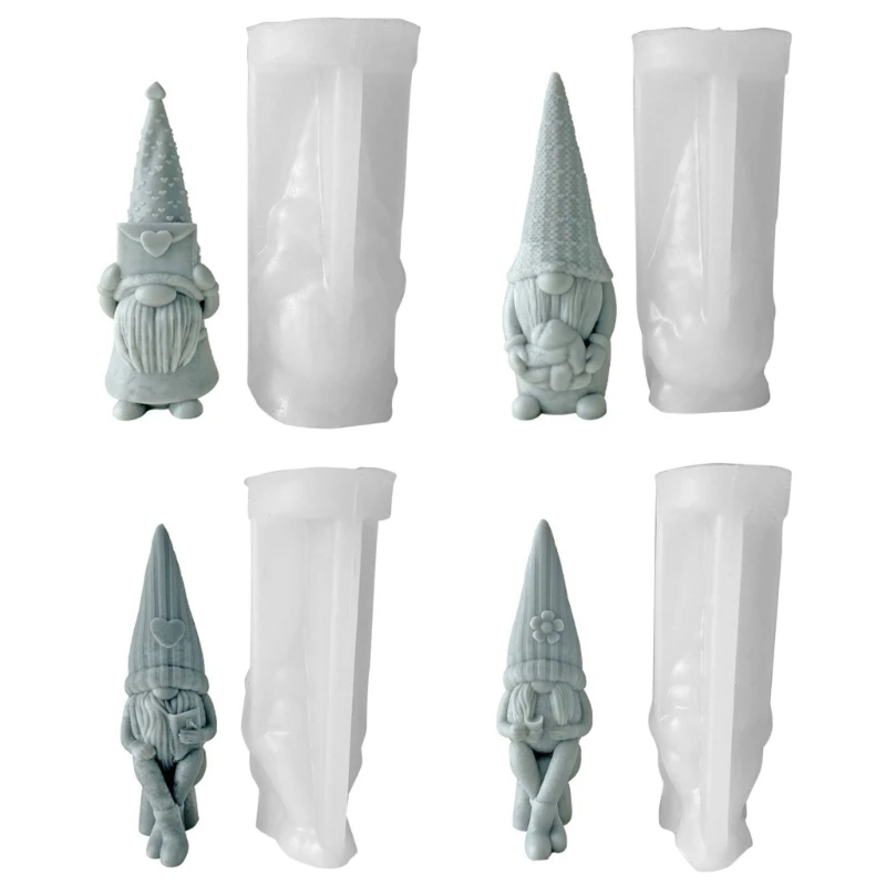 

4XBE Gnome Resin Mold Valentine Dwarf Epoxy Casting Mold for Soap Candle Home Decor