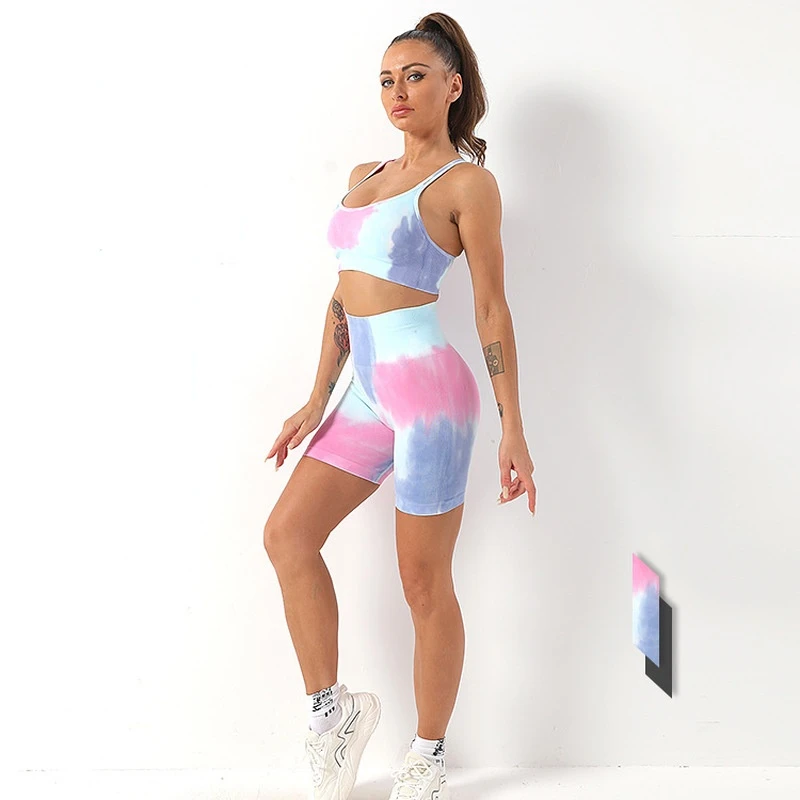 

Gym Leggings Suit Sports Bra Sports Suits Yoga Dyeing Seamless Yoga Set High Waist Gym Fitness Clothing Sportswear Seamless