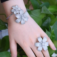 missvikki new luxury bangle ring jewelry set big flowers fashion shinning noble for women bridal wedding engagement accessories