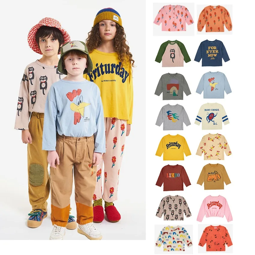 

Girls Clothes T-shirt 2022 Autumn Cartoon Long-Sleeved Children's Bottoming Shirt Cotton Boys Tops Autumn Children's Clothing
