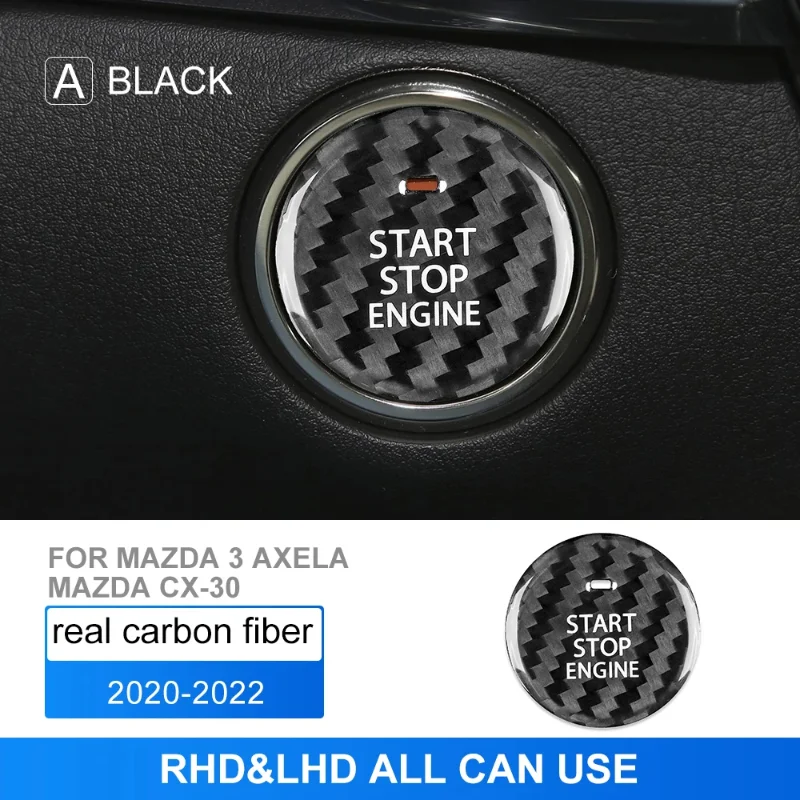 

2014 2015 2016 2017 для Mazda 3 AXELA Mazda3, кнопка запуска двигателя автомобиля, кнопка остановки, наклейка из настоящего углеродного волокна
