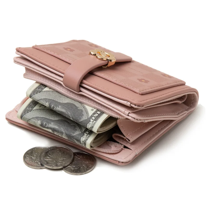 Women Flower Wallet Hasp Girls Leather Wallets for Women Coin Purse Money Bag Card Holder Wallet Hasp Zipper Carteras Para Mujer