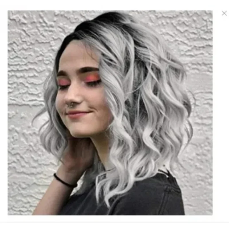 Синтетические волосы термостойкие для косплея короткие черные к серым парики