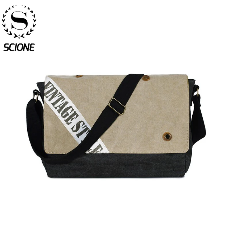 

Мужская сумка-мессенджер SCIONE, Холщовая Сумка, модная повседневная дорожная сумка, вместительная мужская сумка через плечо с карманом K435