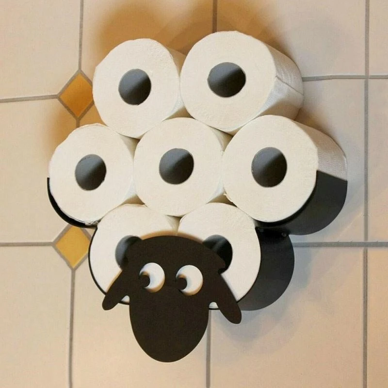 

Sheep Decorative Toilet Paper Holder Wall Mounted Tissue Storage Roll Holder Hold up 7 Rolls Storage Racks Bathroom