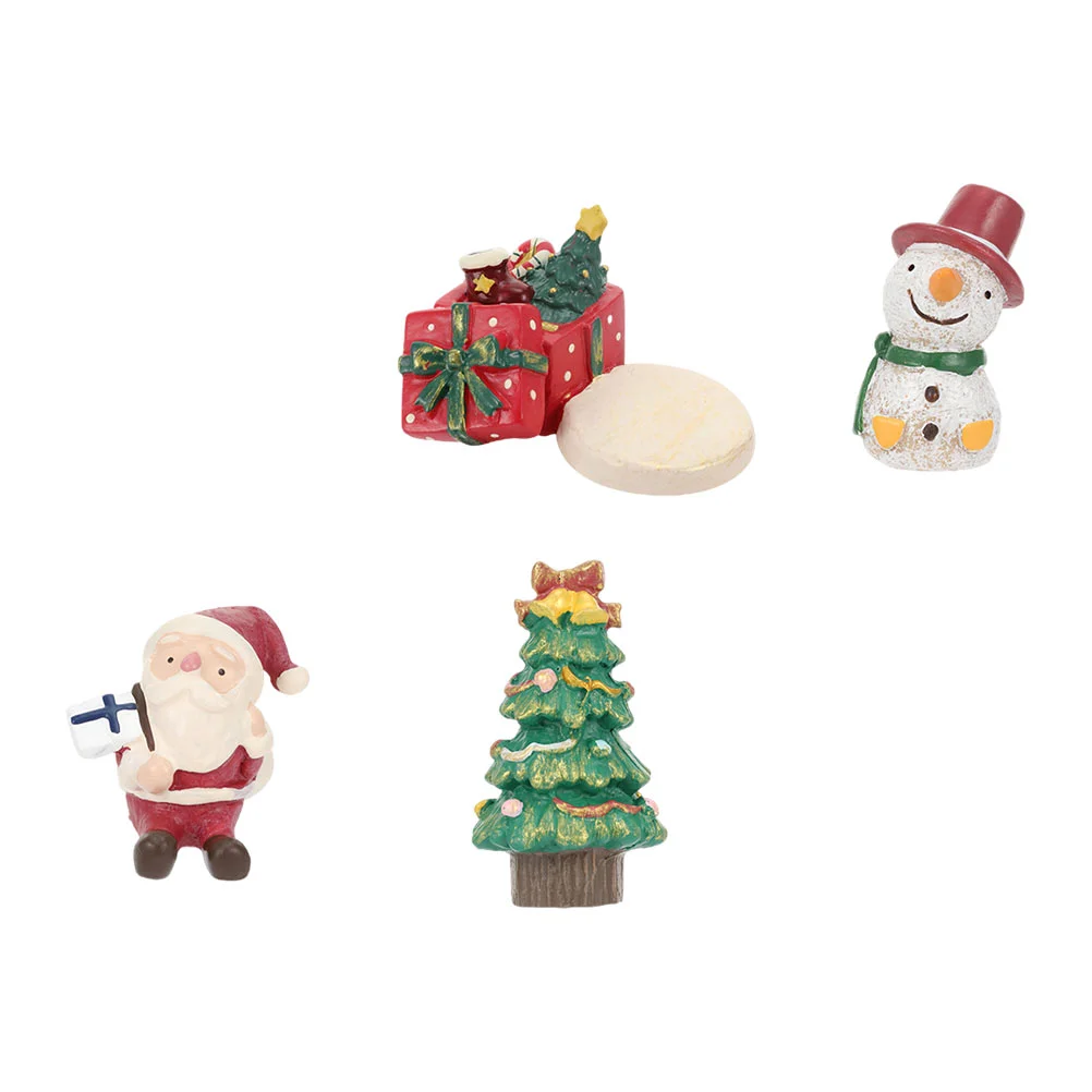 

4pcs Christmas Style Decors Adorable Xmas Resin Crafts Figurine Decors
