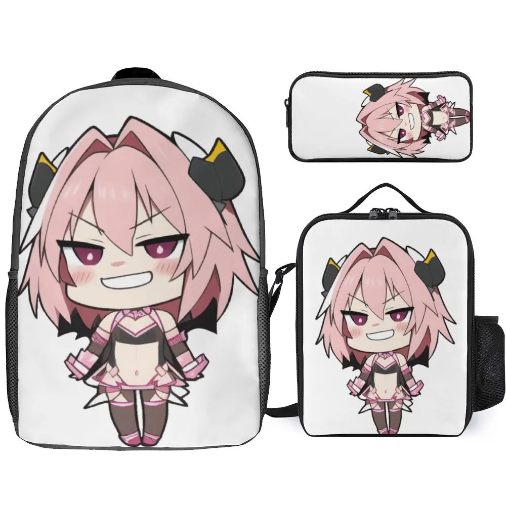 Fate Astolfo Femboy Neko Arc Meme долговечный уютный рюкзак 3 в 1 комплект 17 дюймов Рюкзак Сумка