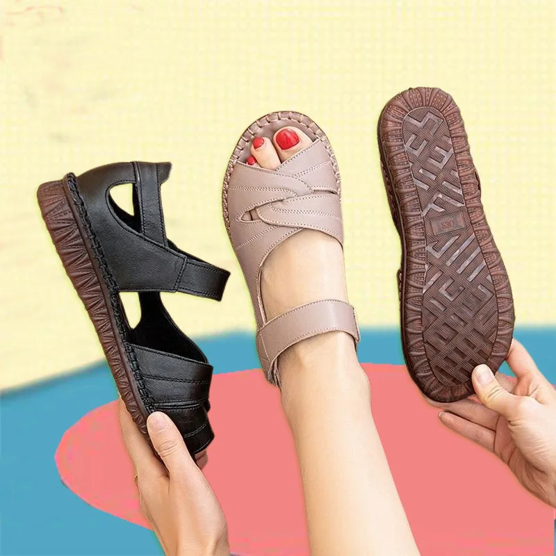 

Босоножки женские на низком каблуке, удобные сандалии с открытым носком, с пряжкой, модные повседневные туфли с открытым ремешком, цвет бежевый, лето, 2023