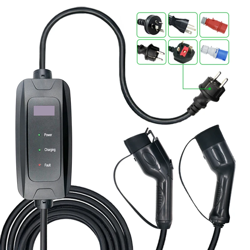 

Electric Car 16A 32A Mode2 EVSE Charging Box Level 2 Portable EV Charger Cable Type 1 Type 2 to schuko Plug