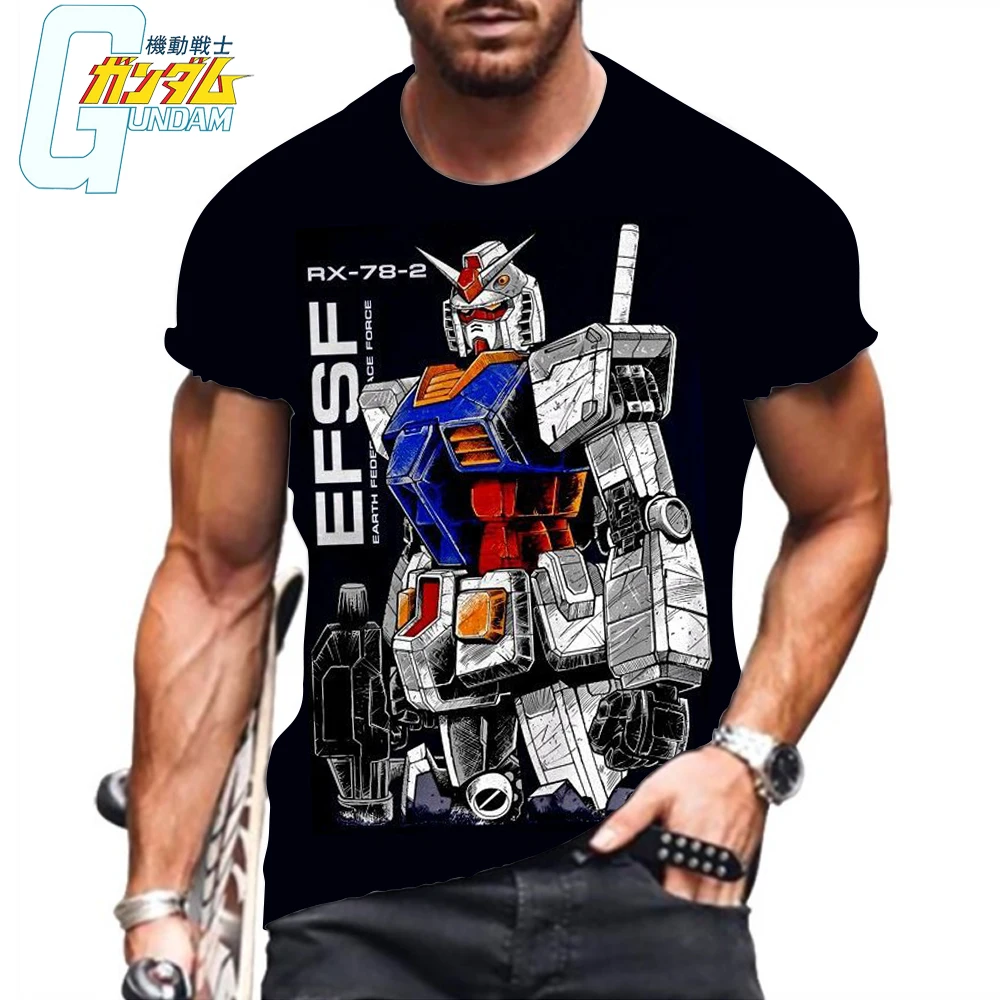 

Men's T-Shirt Clothing Streetwear Gundam Essentials Oversized Tops Summer Y2k HD Print 6XL Leisure Fashion New Harajuku 2023