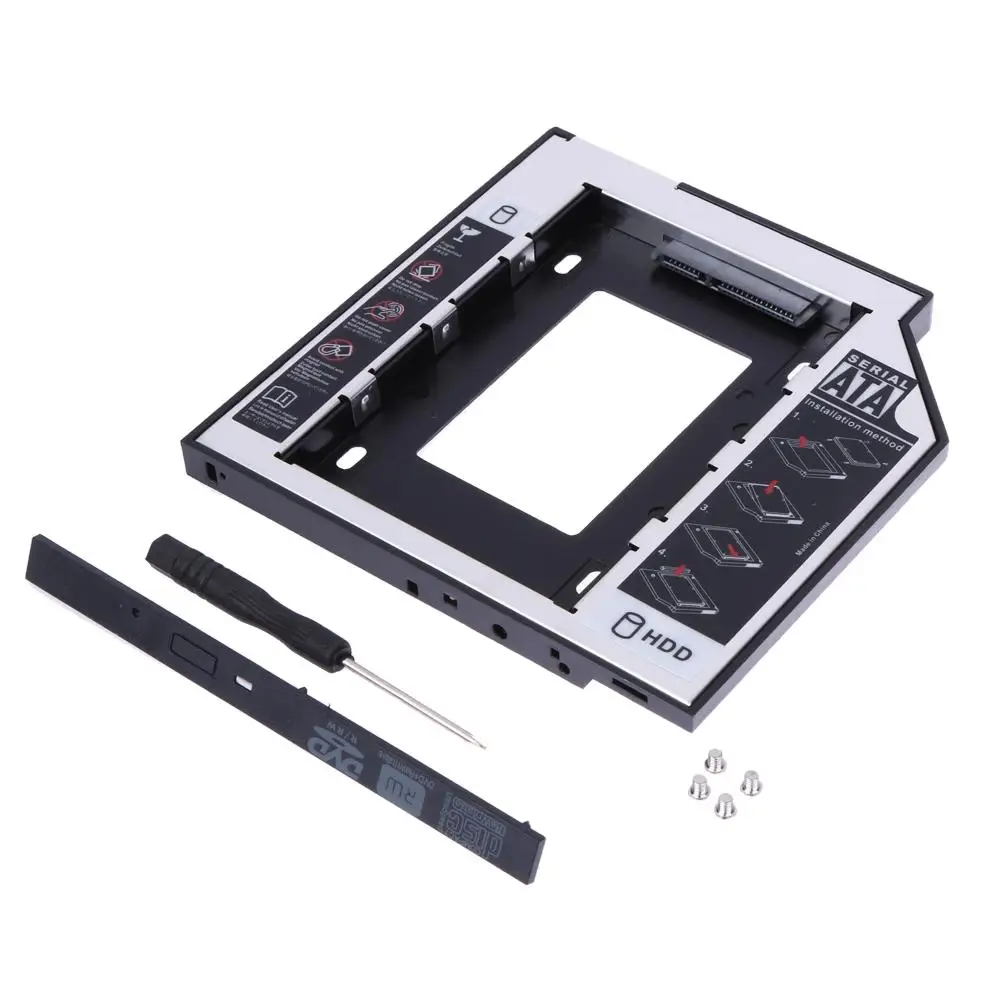 9 9.5 12.7mm Aluminum 2nd HDD Caddy Universa SATA 3.0 2.5inch SSD Case Optical Enclosure DVD Bay Adapter For Laptop CD/DVD ROM images - 6