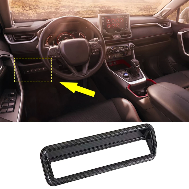 For Toyota RAV4 XA50 2019 2020 2021 2022 2023 ABS Carbon Fiber Car Headlight Adjustment Button Trim Cover Sticker Accessories