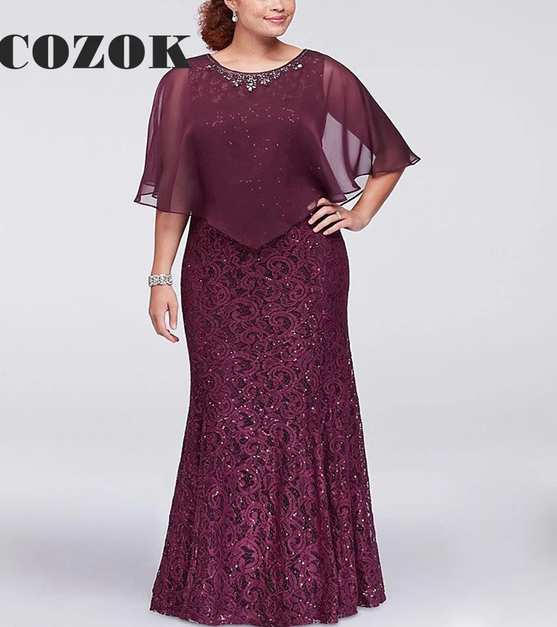 

Платье-Русалка для гостей свадебной вечеринки, бордовое шифоновое платье с аппликацией, платья для матери невесты, Robe Mere Mariee SX43