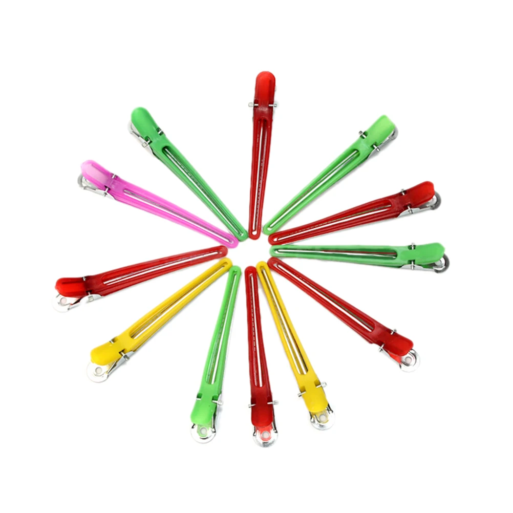 

12Pcs Colorful Metal Alligator Hair Clips Single Prong Crocodile Hairdressing Section Clips Clamp Salon Styling Hair Pins Kits