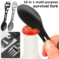 camping cutlery tool multi function portable spoon 10 in 1 stainless steel fork