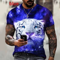 cool animal blue tiger 3d printing t shirt fashion casual short sleeve tee