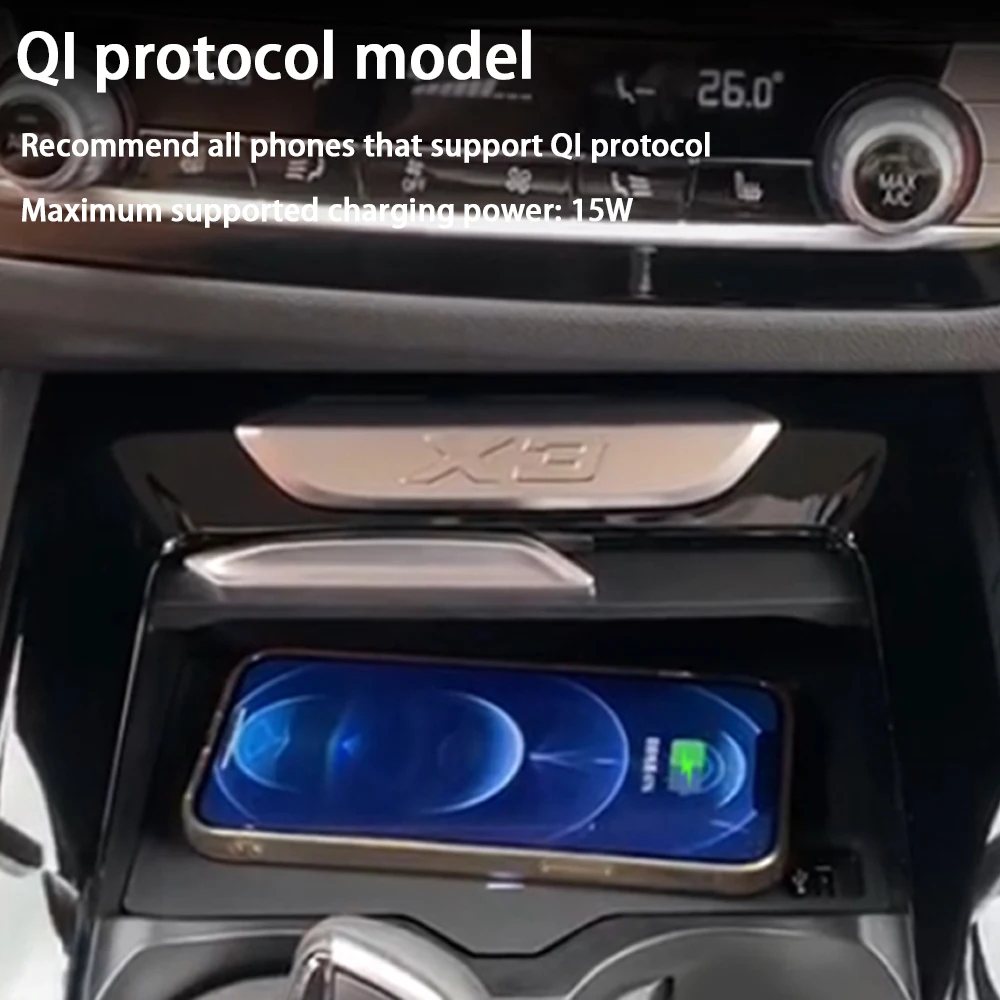 

Для BMW X3 G01 F97 iX3 G08 X4 G02 F98 M Беспроводное зарядное устройство для центральной консоли QI 18 Вт iPhone Magsafe Быстрая зарядка