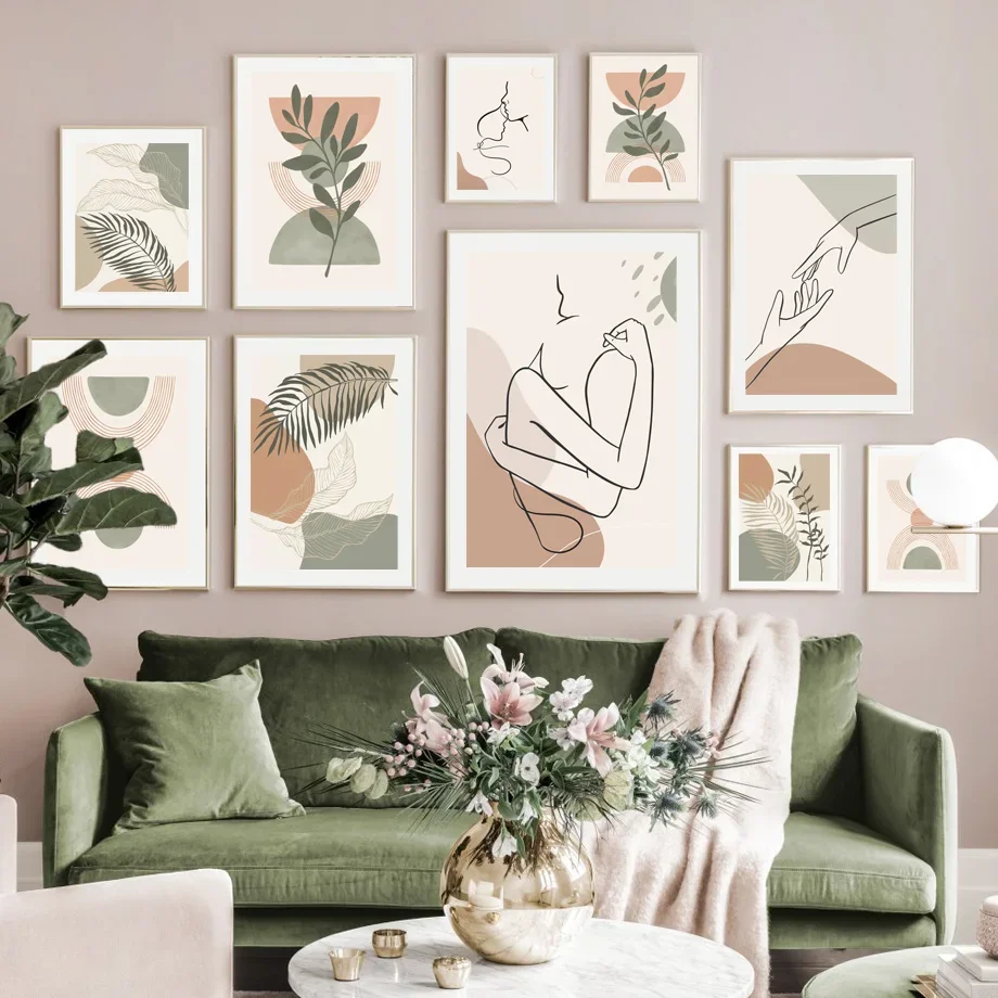 Бохо абстрактная Пальма растение листья влюбленные ссылки скандинавский