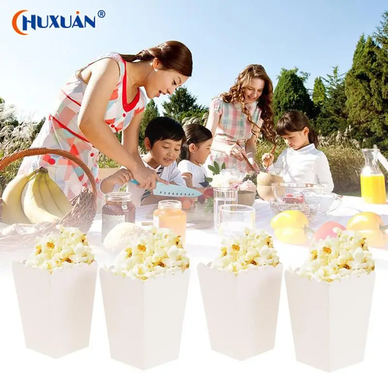 

10pcs/set Disposable Pure Mini Paper Popcorn Box Snack Candy Box Gift For Wedding Birthday Party Treat Decorations Supplies