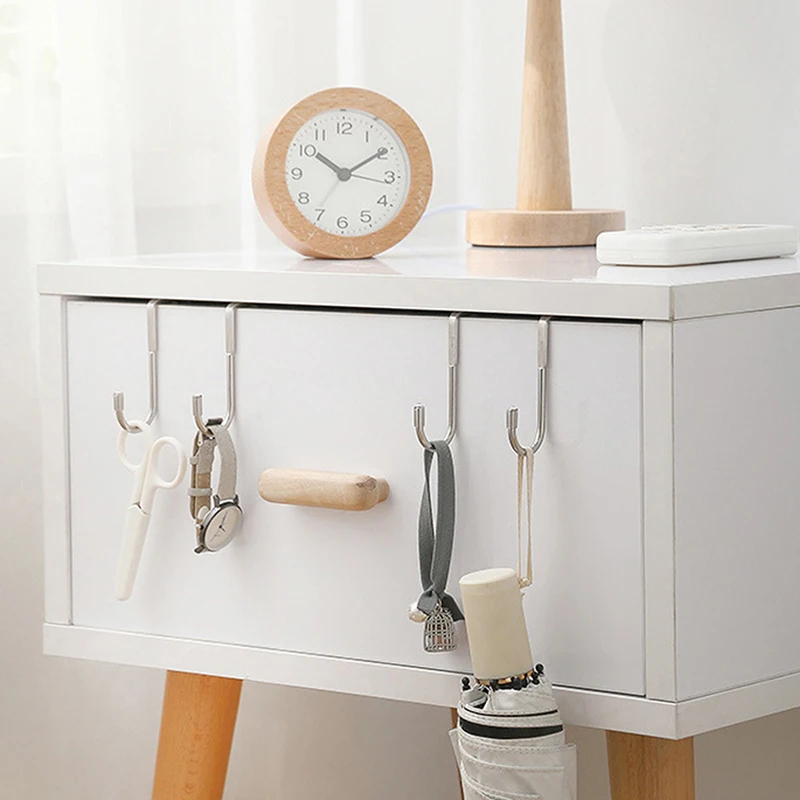 

1pc Double S-shaped Cabinet Door Hook Door-back Stainless Steel Sundries Hanging Hook Punch-free Kitchen Cabinet Door