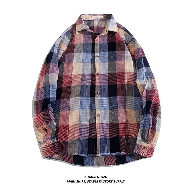 

Рубашка мужская повседневная в клетку, с длинным рукавом, размеры 2XL