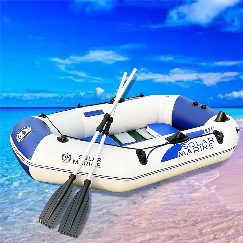 

Solar Marine 2 Person 2 M PVC Fishing Boat Portable Kayak Wooden Floor Canoe Dinghy for Outdoor Sport with Accessories