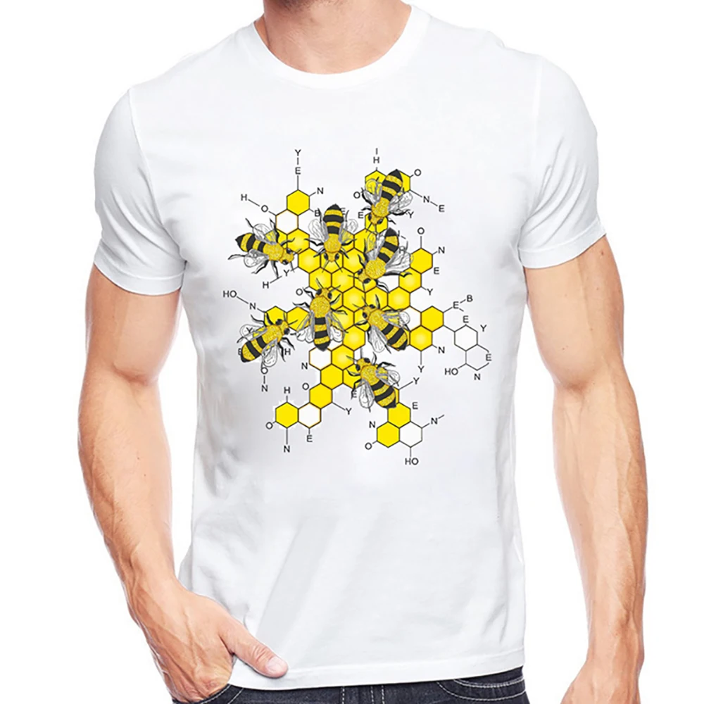 

2021 забавная футболка с изображением животного науки меда и пчелы, летняя мужская футболка с принтом, модные химия, топы, футболка, одежда