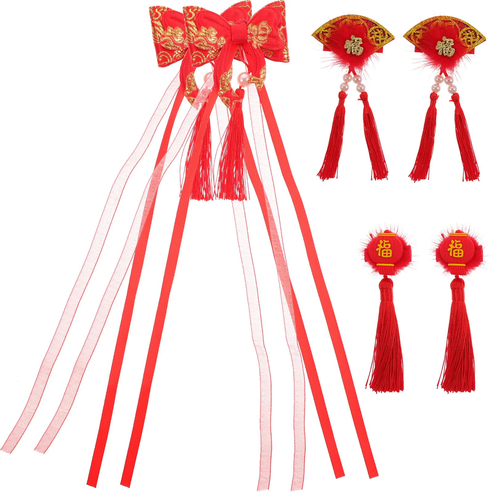 

Hair Clips Accessories Kids Chinese Tassel Girls New Year Girl Hairpinclip Baby Headdress Bow Hanfu Barrettes Bows Spring