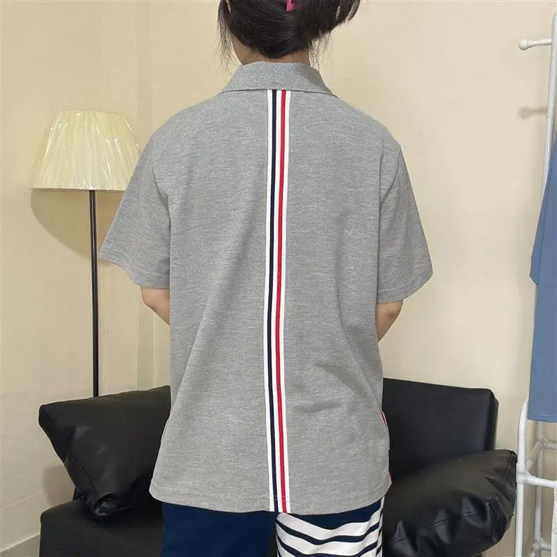  Рубашки-поло из чистого хлопка с четырьмя полосками цветная полоска сзади
