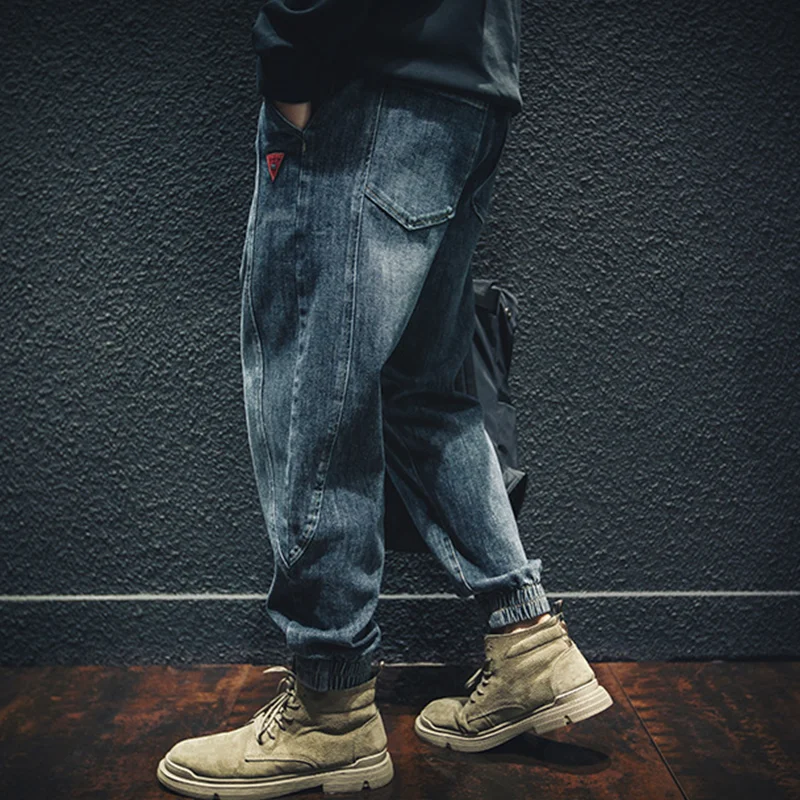 Men Clothing Straight Loose Cylinder Jeans Vintage Elastic Force Comfortable Bluish Grey Harun Trousers Female Autumn and Winter