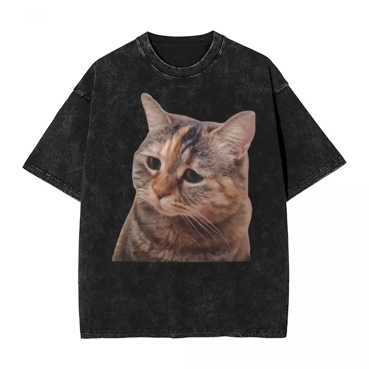 Футболки Sad Cat Meowing Washed уличная винтажная футболка футболки с двумя котами