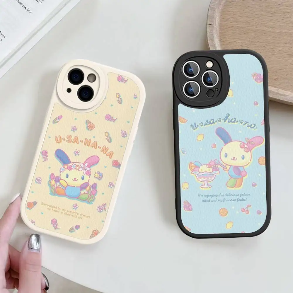 Фото Кожаный чехол Rainbow Bunny USA HaNaS для iPhone 16, 15, 14, 16E, 13, 12, 11 Pro Max Plus №4