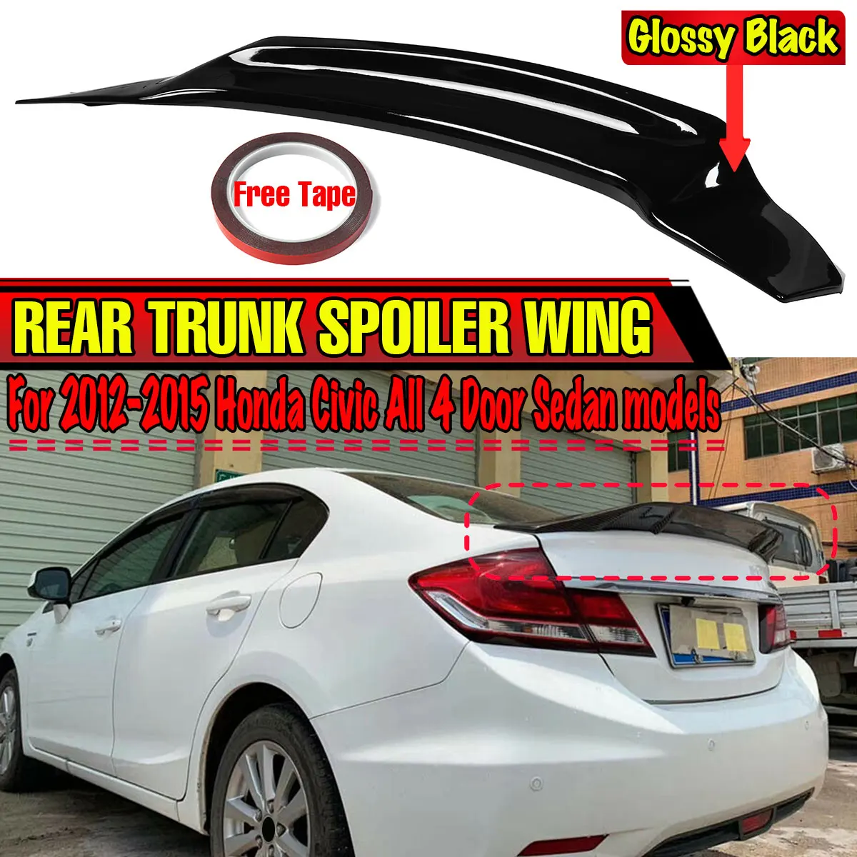 

High Quality Car Rear Trunk Spoiler Wing Lip Extension For Honda For Civic 8th 2006-2011 9th Gen 2012-2015 Tail Wing Decoration