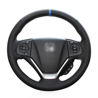 hand stitched non slip durable black leather car steering wheel cover for honda cr v crv 2012 2016