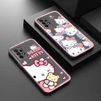 hello kitty kuromi phone case for samsung galaxy a32 4g 5g a51 4g 5g a71 4g 5g a72 4g 5g black back liquid silicon soft funda