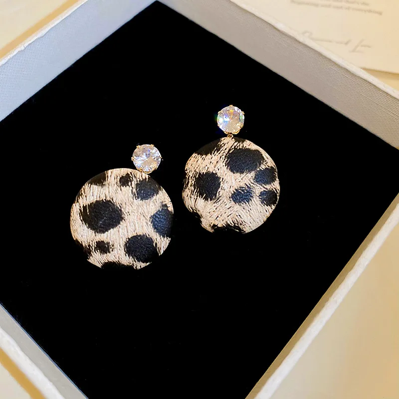 Винтажные геометрические Круглые Женские серьги-подвески Minar с леопардовым