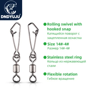 Рыболовный соединитель DNDYUJU, 50 шт., вертлюги, защелкивающиеся Вертлюги для рыболовного крючка аксессуары для рыболовных приманок